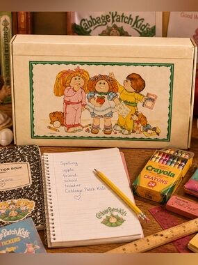Vintage 1984 Cabbage Patch Kids Pencil Crayon Box Case Current school box